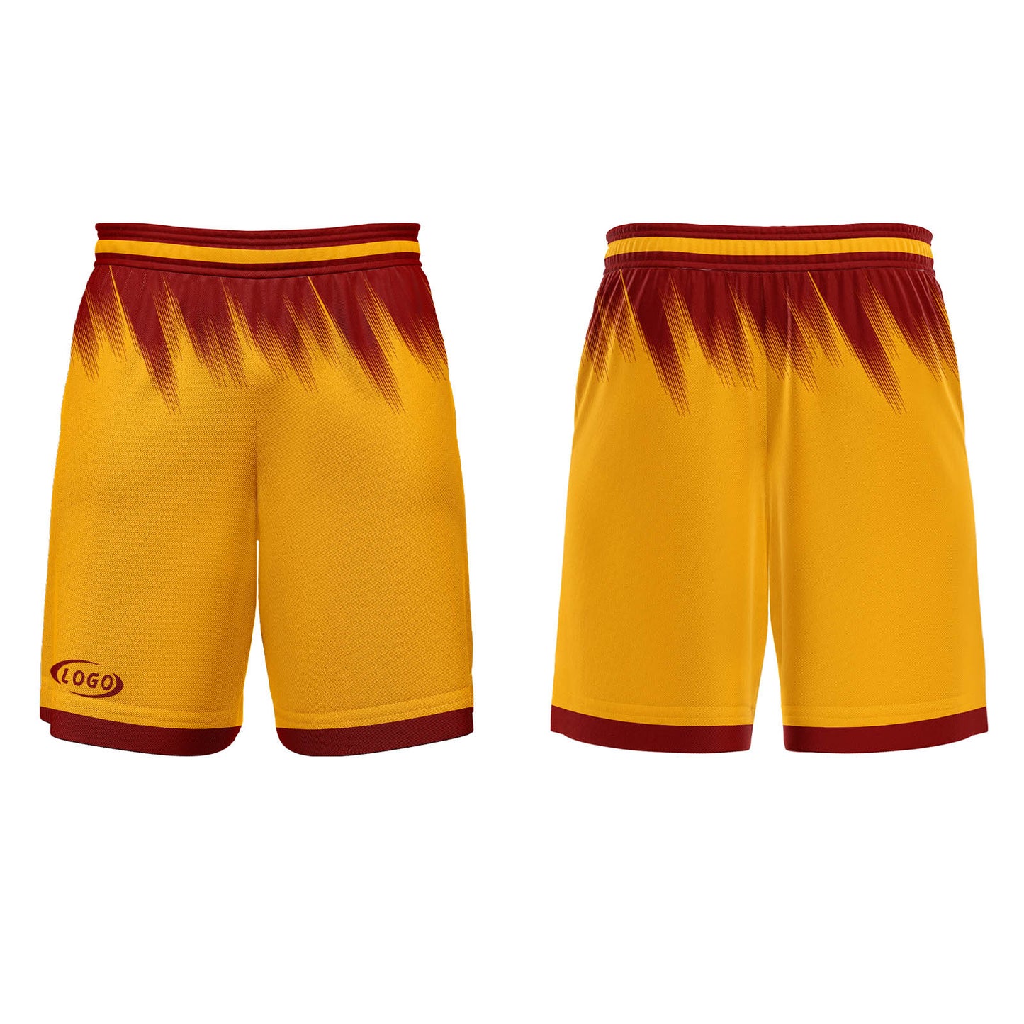 Benutzerdefinierter Gelb Rot Basketball Jersey Uniform Anzug gedruckt Ihr Logo Name Nummer