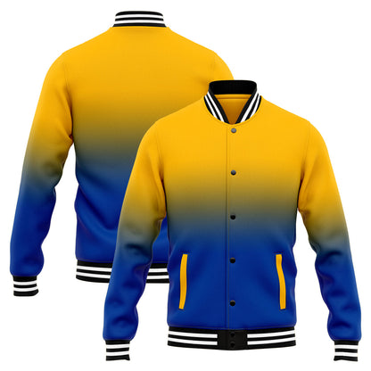 Benutzerdefinierte Verlauf Varsity-Jacke. Letterman-Jacke Gelb Blau