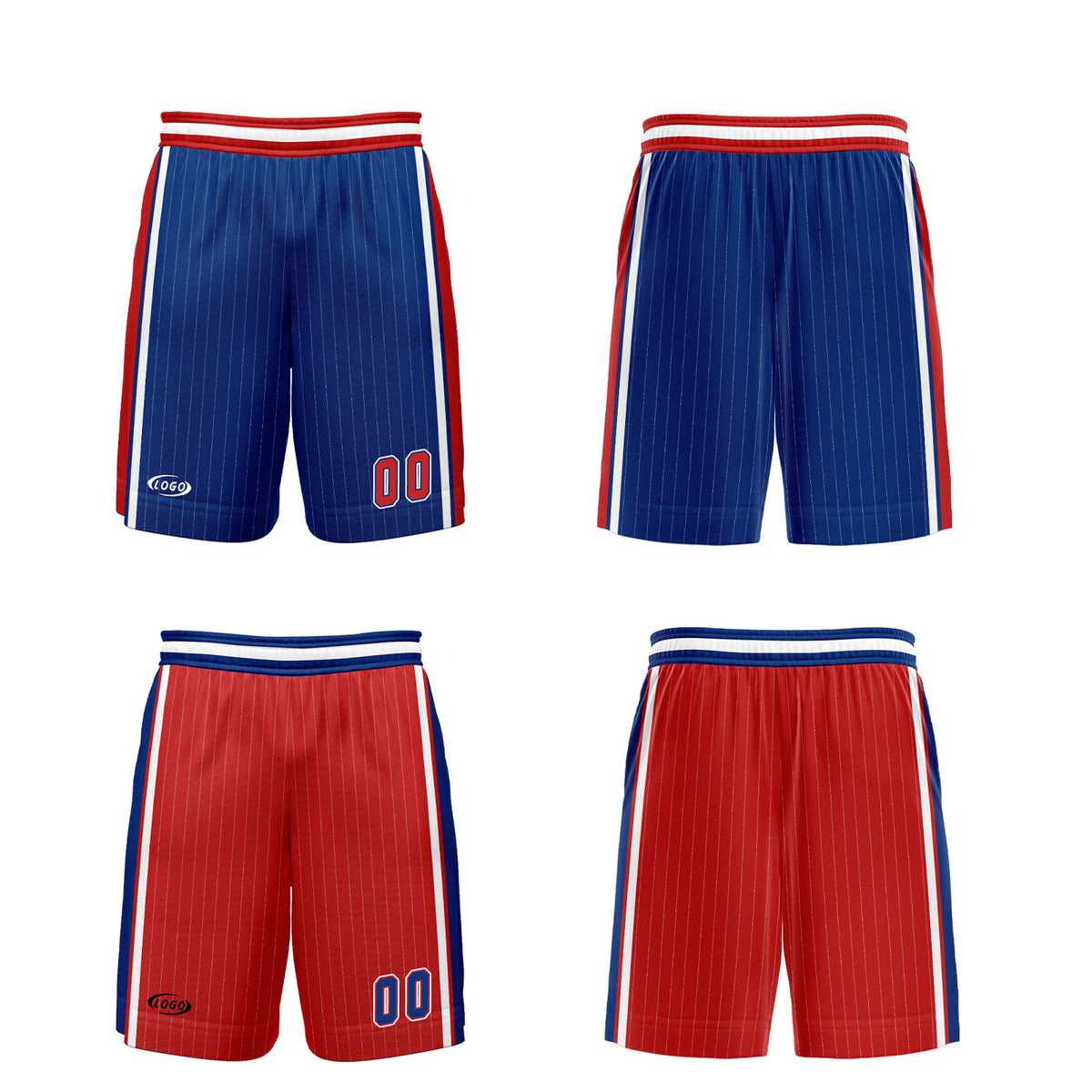 Benutzerdefinierte Blau Rot Reversible Basketball Jersey Personalisierte Drucken Name Nummer Logo