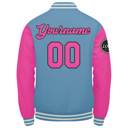 Benutzerdefinierte Verlauf Varsity-Jacke. Letterman-Jacke Pink