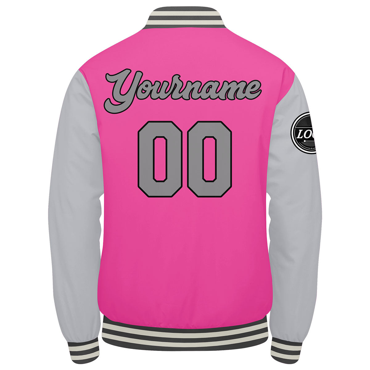 Benutzerdefinierte Verlauf Varsity-Jacke. Letterman-Jacke Pink
