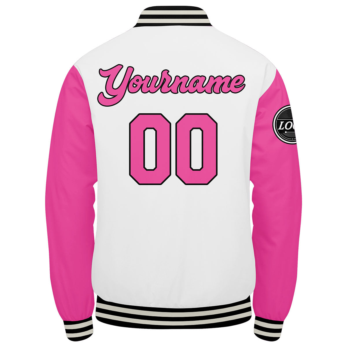 Benutzerdefinierte Verlauf Varsity-Jacke. Letterman-Jacke Pink