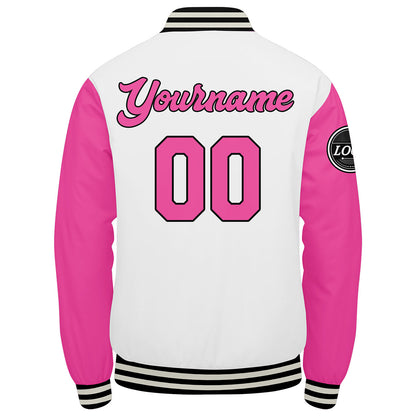 Benutzerdefinierte Verlauf Varsity-Jacke. Letterman-Jacke Pink