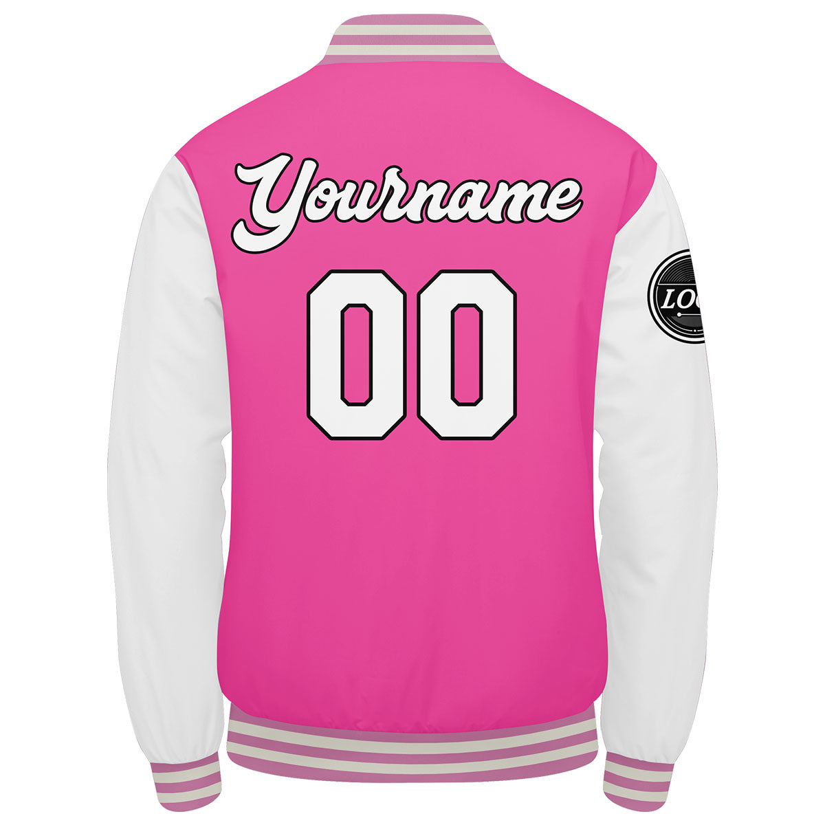 Benutzerdefinierte Verlauf Varsity-Jacke. Letterman-Jacke Pink