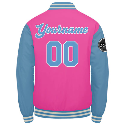 Benutzerdefinierte Verlauf Varsity-Jacke. Letterman-Jacke Pink