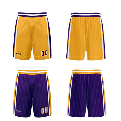 Benutzerdefinierte Gelb Lila Reversible Basketball Jersey Personalisierte Drucken Name Nummer Logo
