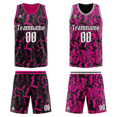 Benutzerdefinierte Reversible Basketball Jersey Personalisierte Print Name Nummer Logo Schwarz&Pink