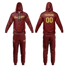 Benutzerdefiniert Crimson Tarnung Sport Jersey Satz Trainingsanzug Zur Seite fahren Kapuzenpullover Oberteile und Hose Satz Königlich