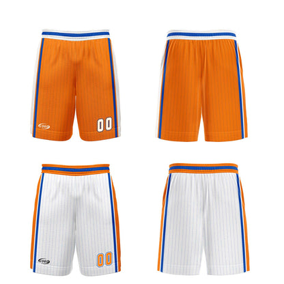 Benutzerdefinierte Orange Weiß Blau Reversible Basketball Jersey Personalisierte Drucken Name Nummer Logo