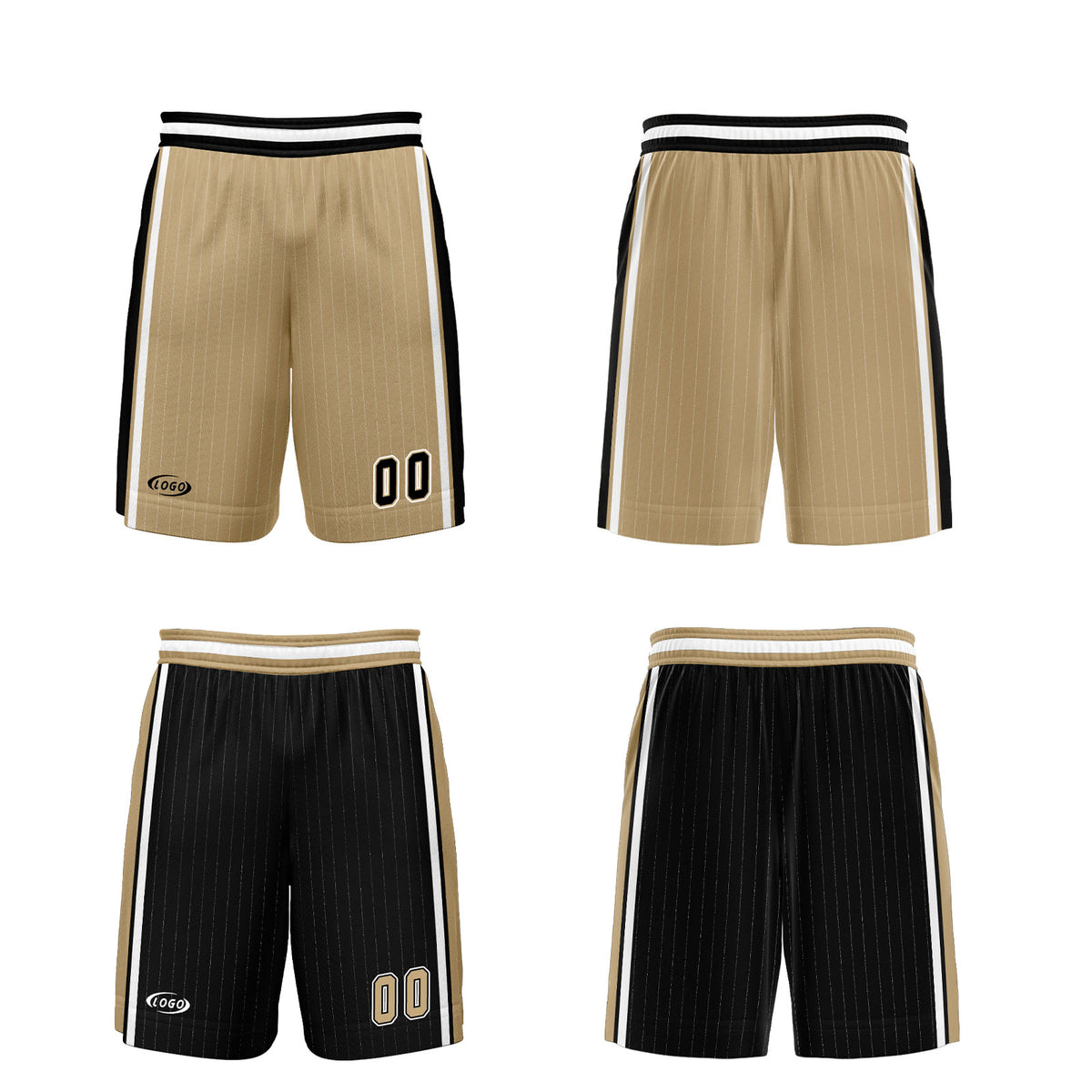 Benutzerdefinierte Gold Schwarz Reversible Basketball Jersey Personalisierte Drucken Name Nummer Logo