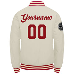 Benutzerdefinierte Verlauf Varsity-Jacke. Letterman-Jacke Rot Creme