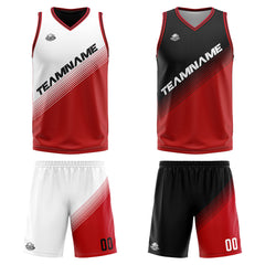 Benutzerdefinierte Reversible Basketball Jersey Personalisierte Print Name Nummer Logo Schwarz&Rot