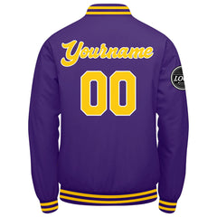 Benutzerdefinierte Verlauf Varsity-Jacke. Letterman-Jacke Lila Gelb