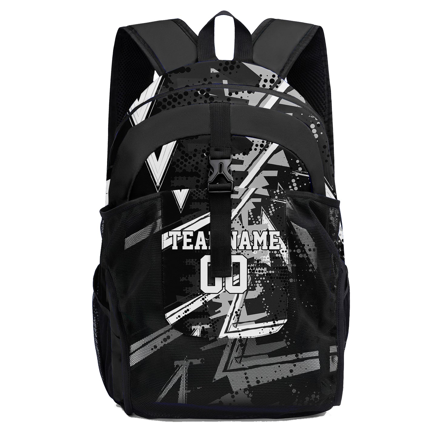 Anpassen Schwarz Weiß Sport Rucksäcke Mit Personalisiert Namen, Zahlen und Logos