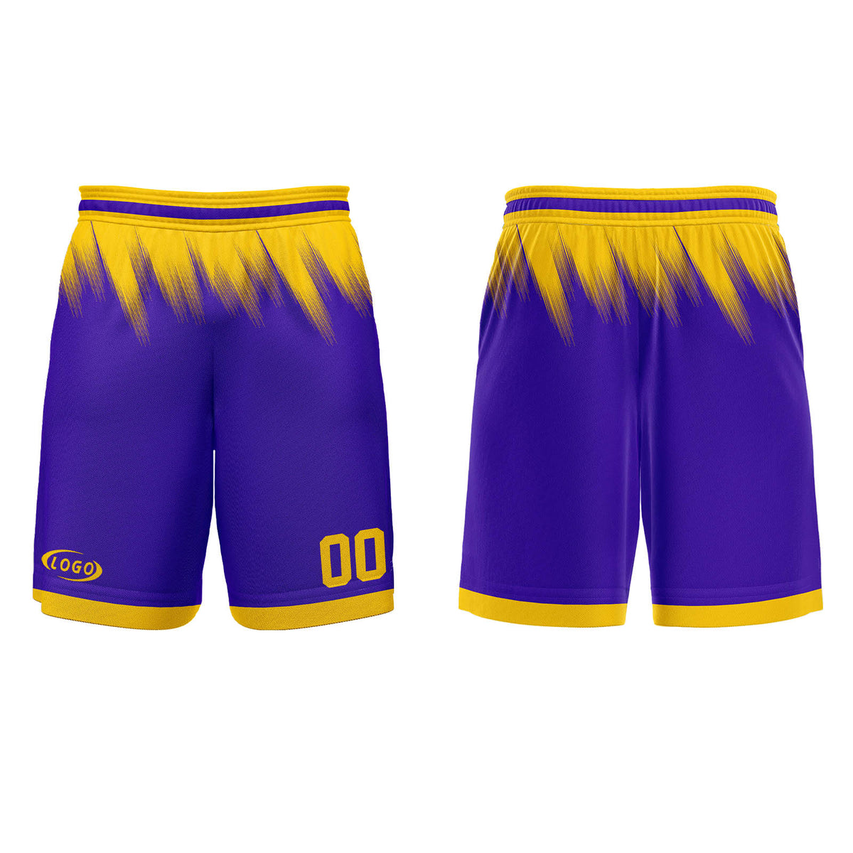 Benutzerdefinierter Lila Gelb Basketball Jersey Uniform Anzug gedruckt Ihr Logo Name Nummer