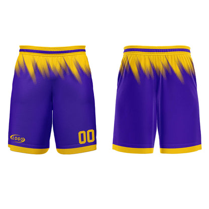 Benutzerdefinierter Lila Gelb Basketball Jersey Uniform Anzug gedruckt Ihr Logo Name Nummer