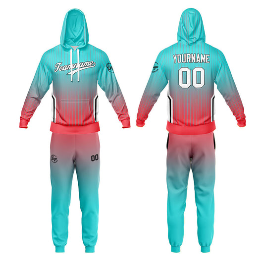 Benutzerdefiniert Azure Tarnung Sport Jersey Satz Trainingsanzug Zur Seite fahren Kapuzenpullover Oberteile und Hose Satz Königlich