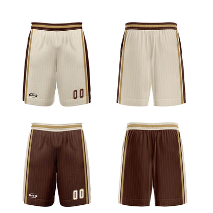 Benutzerdefinierte Cremebraun Reversible Basketball Jersey Personalisierte Drucken Name Nummer Logo