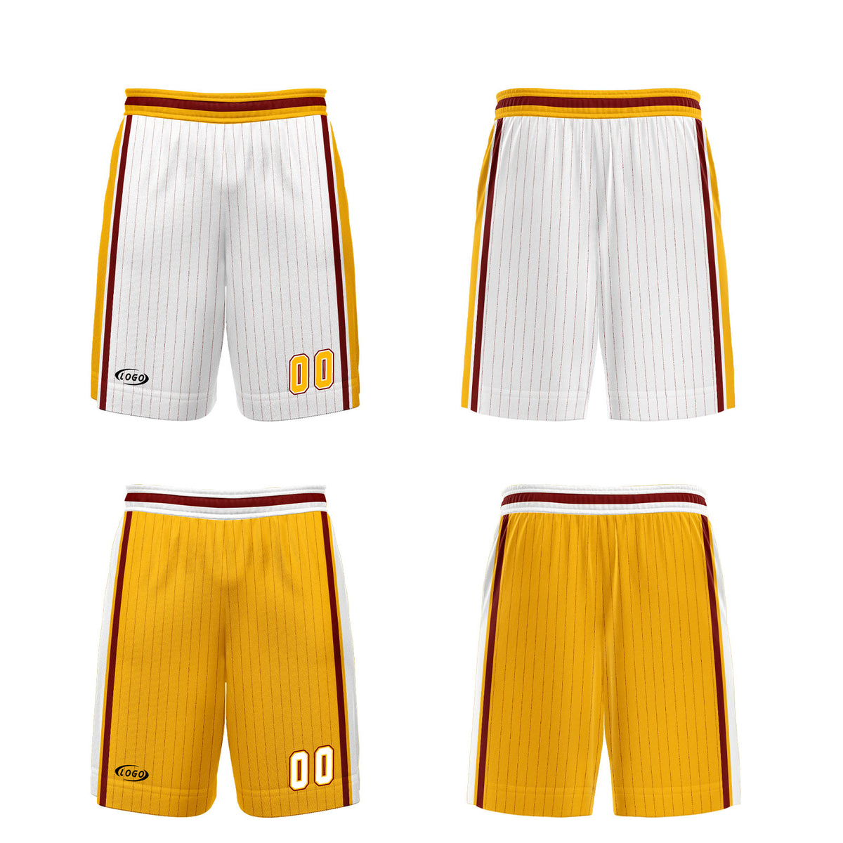 Benutzerdefinierte Weiß Gelb Reversible Basketball Jersey Personalisierte Drucken Name Nummer Logo