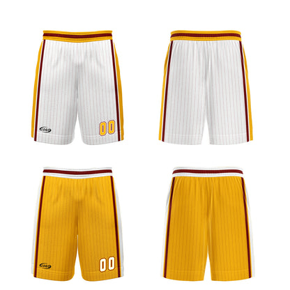 Benutzerdefinierte Weiß Gelb Reversible Basketball Jersey Personalisierte Drucken Name Nummer Logo