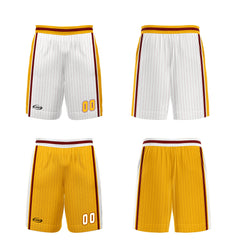 Benutzerdefinierte Weiß Gelb Reversible Basketball Jersey Personalisierte Drucken Name Nummer Logo