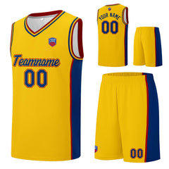 Individuelle Basketball-Jersey-Shorts für Männer und Frauen. Gestickter und gedruckter Name, Nummer und Logo Gelb