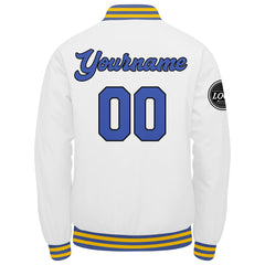 Benutzerdefinierte Verlauf Varsity-Jacke. Letterman-Jacke Weiß Blau