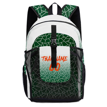 Anpassen Grün Weiß Sport Rucksäcke Mit Personalisiert Namen, Zahlen und Logos