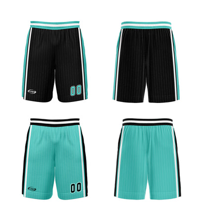 Benutzerdefinierte Schwarz Cyan Reversible Basketball Jersey Personalisierte Drucken Name Nummer Logo