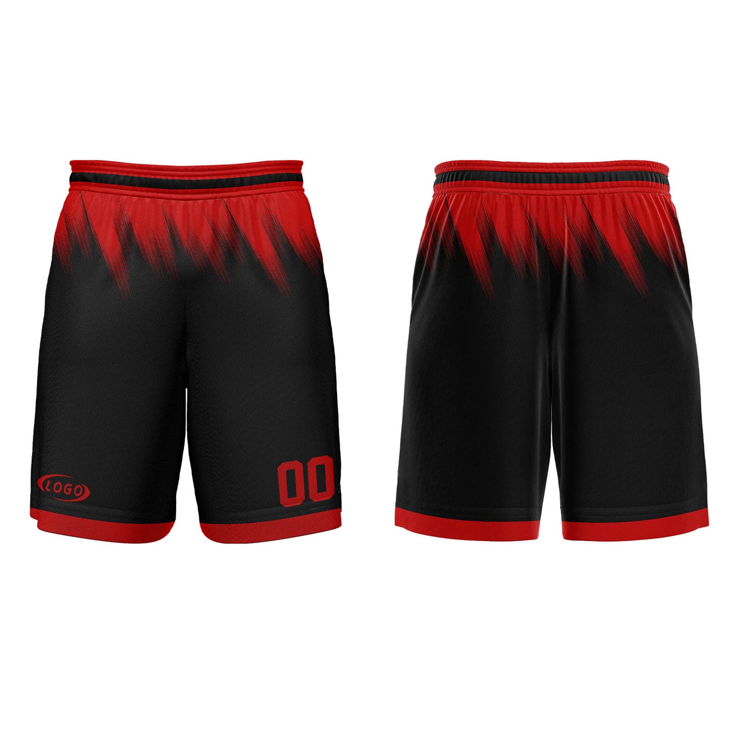 Benutzerdefinierter Schwarz Rot Basketball Jersey Uniform Anzug gedruckt Ihr Logo Name Nummer