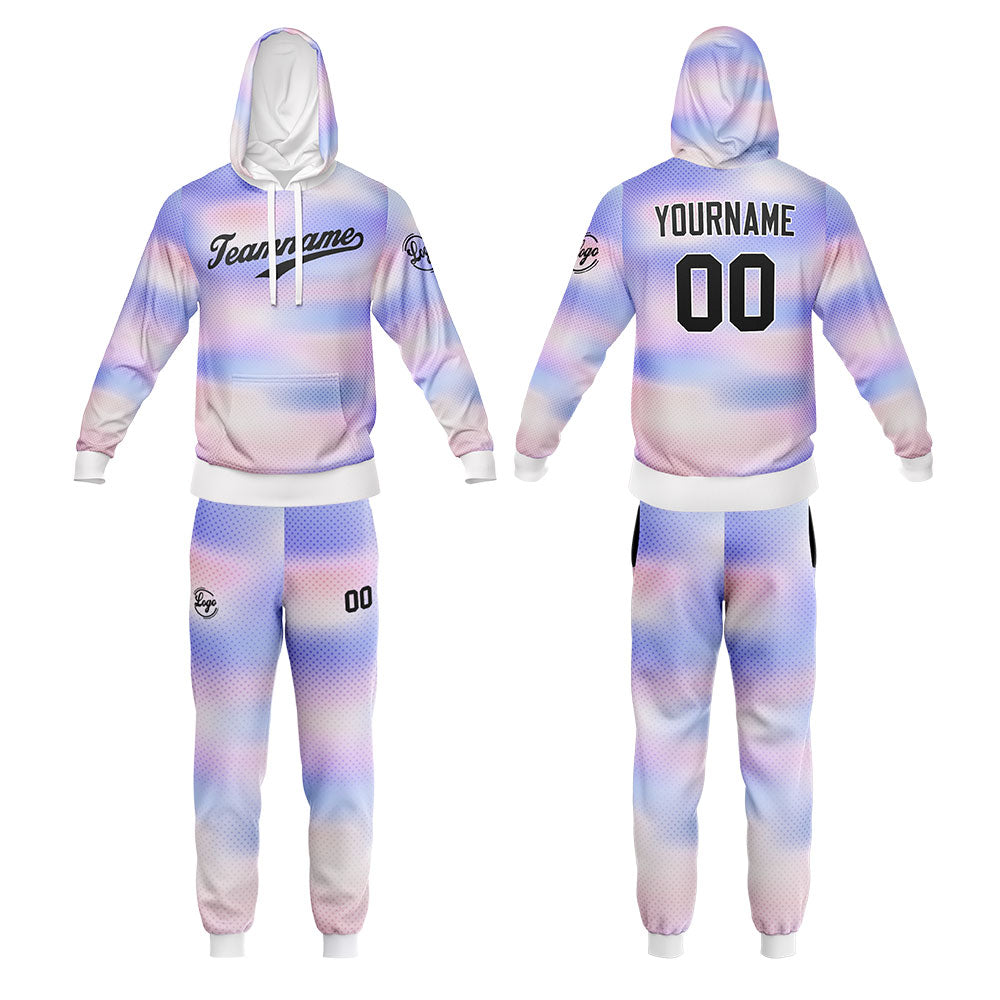 Benutzerdefiniert Licht Lila Tarnung Sport Jersey Satz Trainingsanzug Zur Seite fahren Kapuzenpullover Oberteile und Hose Satz Königlich