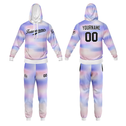 Benutzerdefiniert Licht Lila Tarnung Sport Jersey Satz Trainingsanzug Zur Seite fahren Kapuzenpullover Oberteile und Hose Satz Königlich