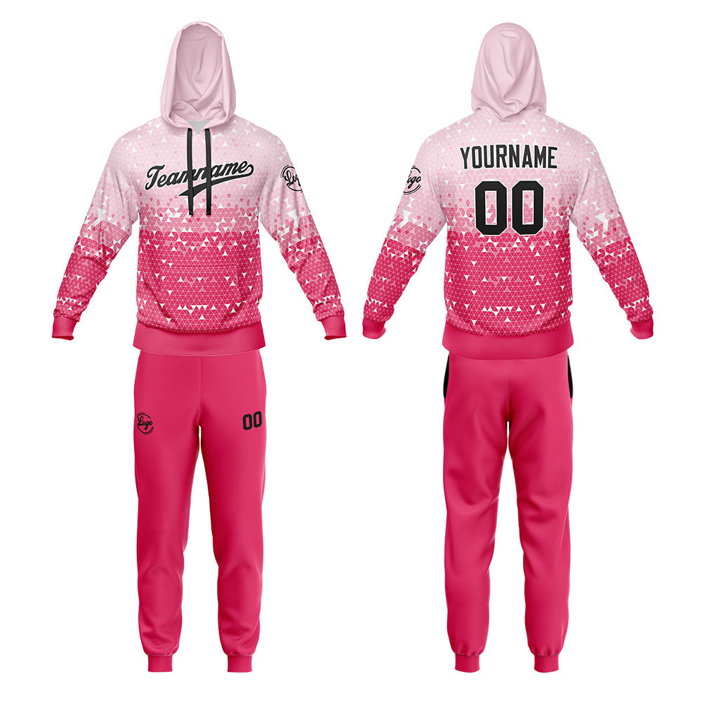 Benutzerdefiniert Rosa Tarnung Sport Jersey Satz Trainingsanzug Zur Seite fahren Kapuzenpullover Oberteile und Hose Satz Königlich