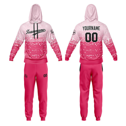 Benutzerdefiniert Rosa Tarnung Sport Jersey Satz Trainingsanzug Zur Seite fahren Kapuzenpullover Oberteile und Hose Satz Königlich