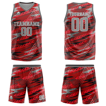 Benutzerdefinierter Rot Grau Basketball Jersey Uniform Anzug gedruckt Ihr Logo Name Nummer