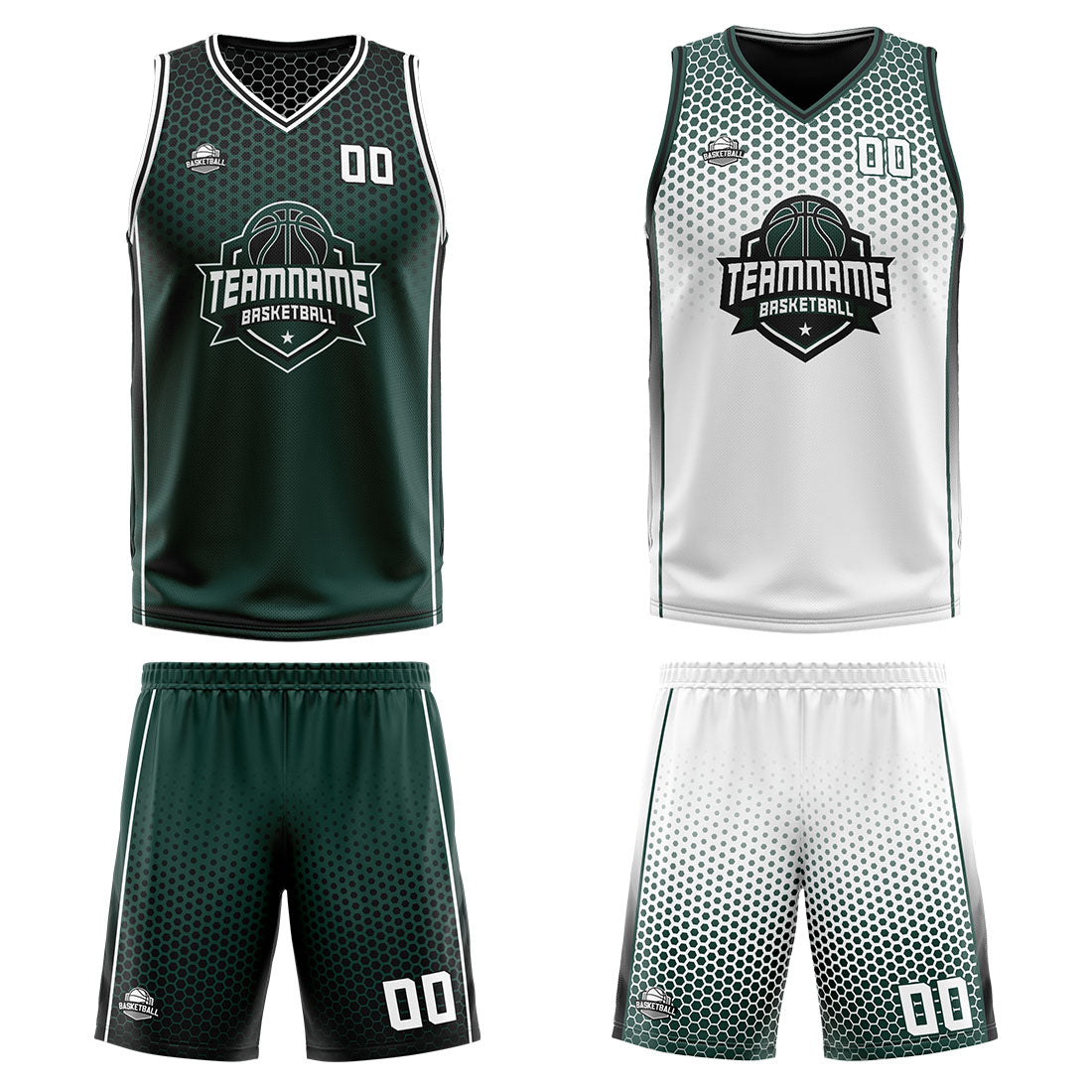 Benutzerdefinierte Olivengrün Weiß Schwarz Reversible Basketball Jersey Personalisierte Print Name Nummer Logo