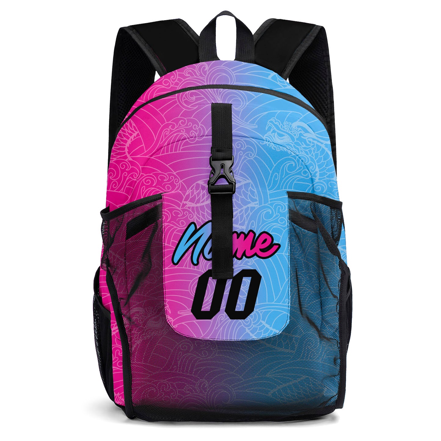 Anpassen Rosa Hellblau Sport Rucksäcke Mit Personalisiert Namen, Zahlen und Logos.
