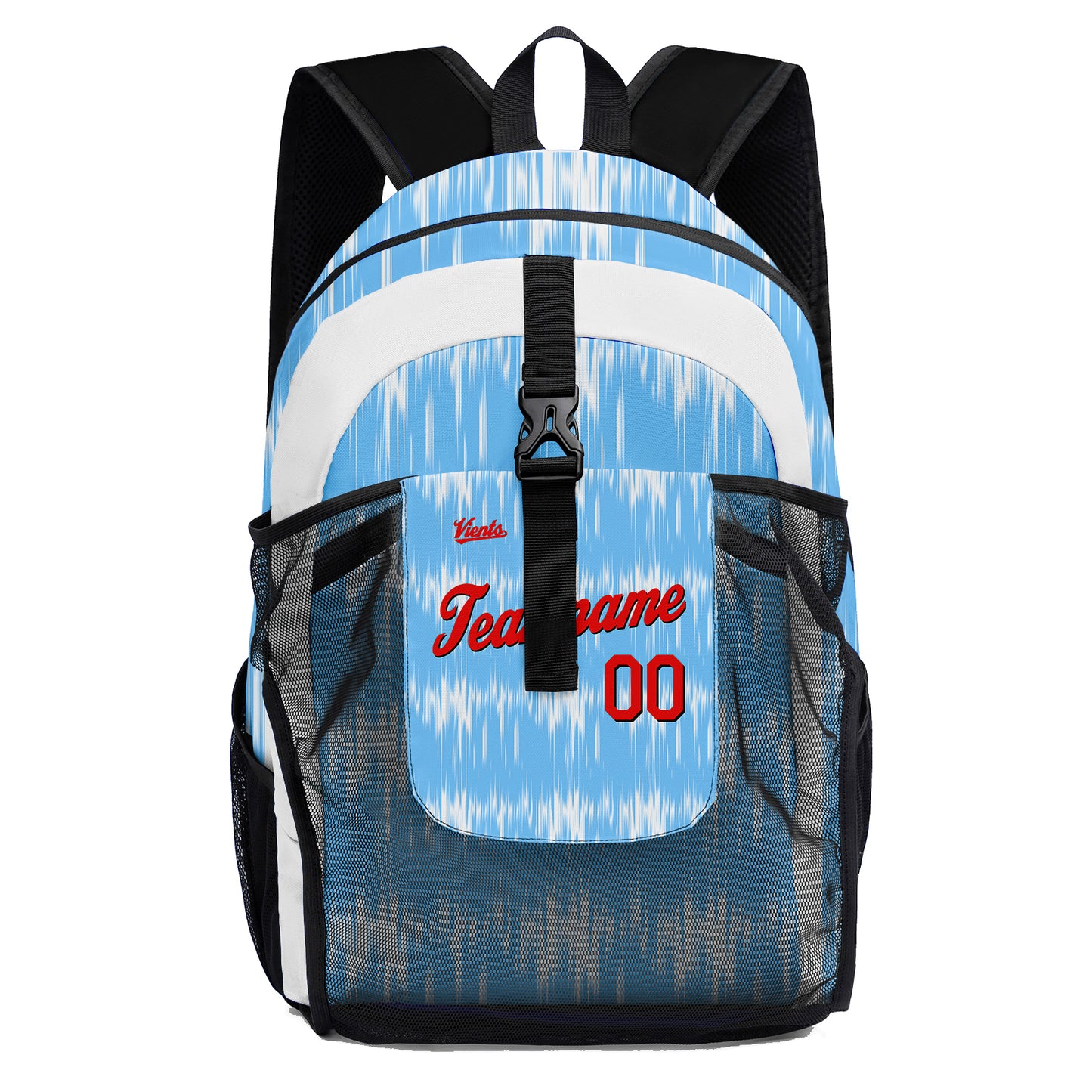 Anpassen Hellblau Weiß Sport Rucksäcke Mit Personalisiert Namen, Zahlen und Logos
