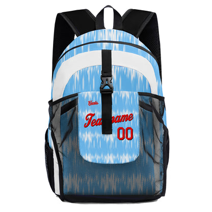 Anpassen Hellblau Weiß Sport Rucksäcke Mit Personalisiert Namen, Zahlen und Logos