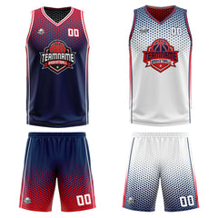 Benutzerdefinierte Marine Rot Weiß Reversible Basketball Jersey Personalisierte Print Name Nummer Logo