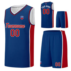 Individuelle Basketball-Jersey-Shorts für Männer und Frauen. Gestickter und gedruckter Name, Nummer und Logo Blau