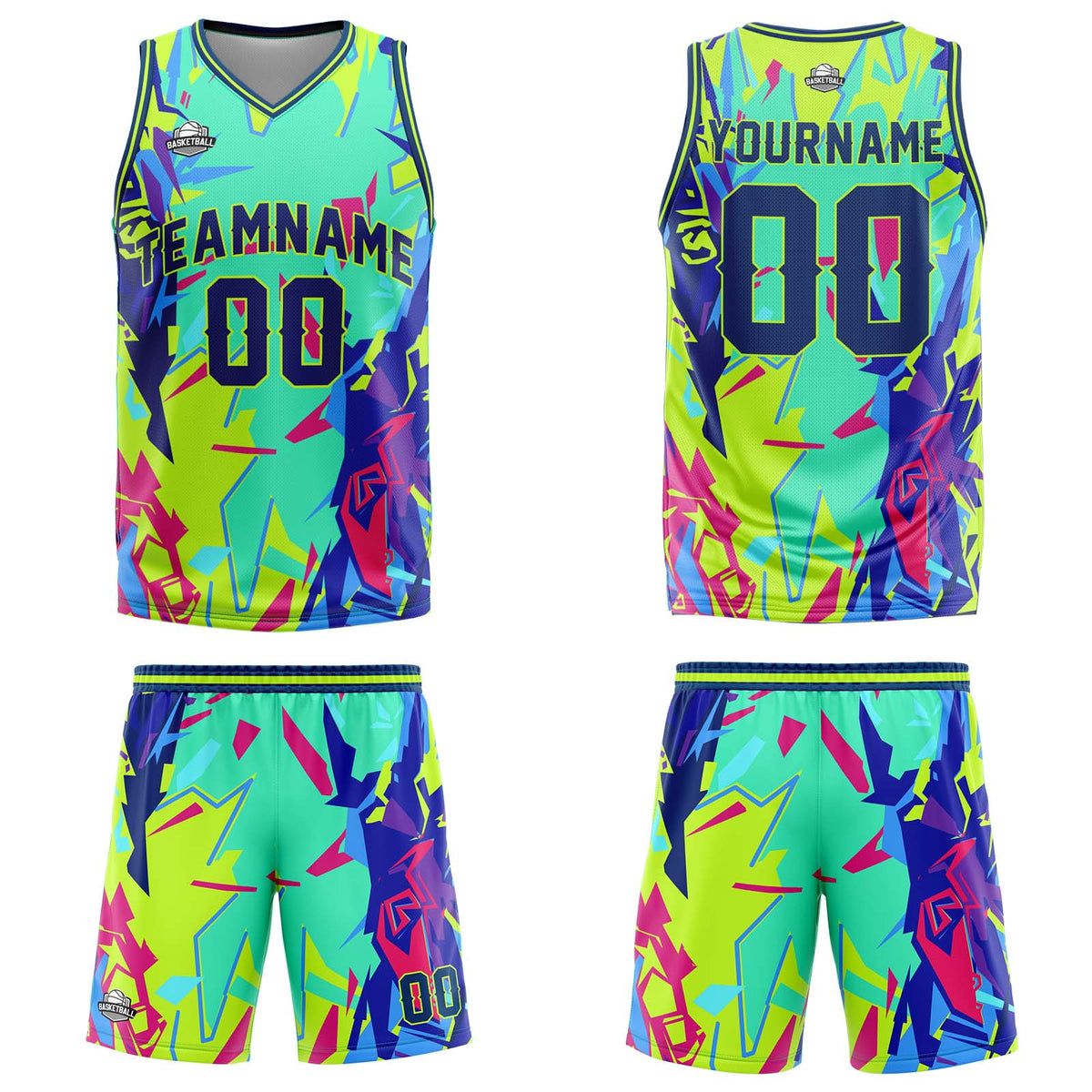 Benutzerdefinierter Grün Basketball Jersey Uniform Anzug gedruckt Ihr Logo Name Nummer
