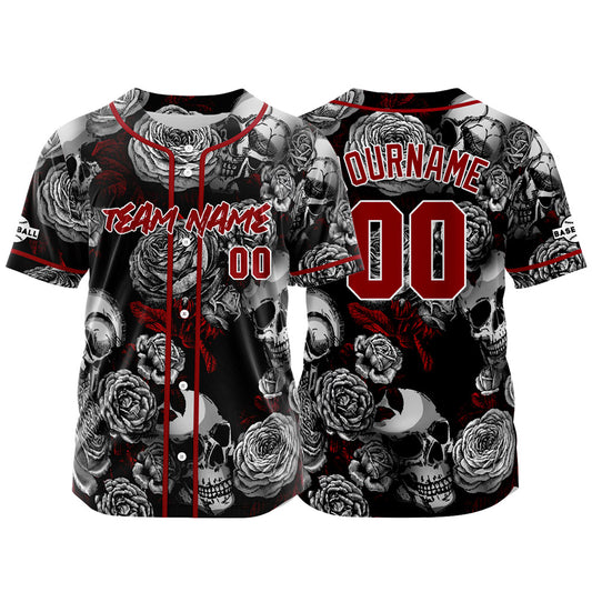 Benutzerdefinierte Baseball Jersey Personalisierte Baseball Shirt genäht und Druck Grau&Rot