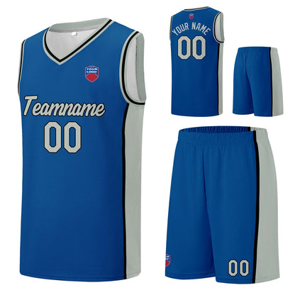 Individuelle Basketball-Jersey-Shorts für Männer und Frauen. Gestickter und gedruckter Name, Nummer und Logo Blau