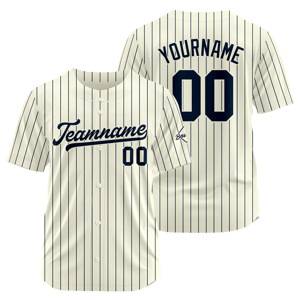 Benutzerdefinierte Authentisch Baseball-Trikot Creme-Navy