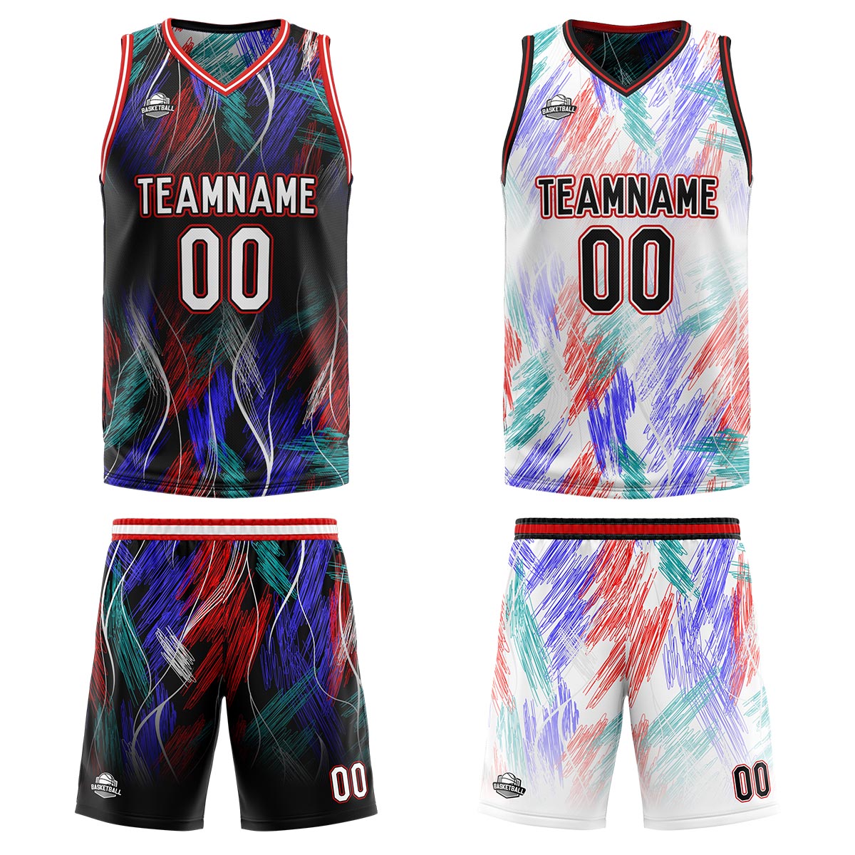 Benutzerdefinierte Schwarz Rot Reversible Basketball Jersey Personalisierte Print Name Nummer Logo