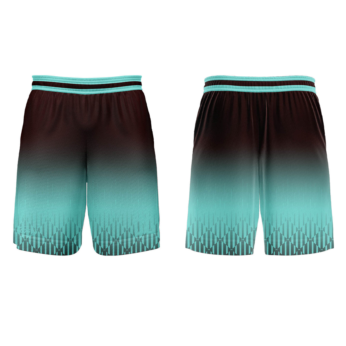 Benutzerdefinierter Cyan Dunkelbraun Farbverlauf Basketball Jersey Uniform Anzug gedruckt Ihr Logo Name Nummer