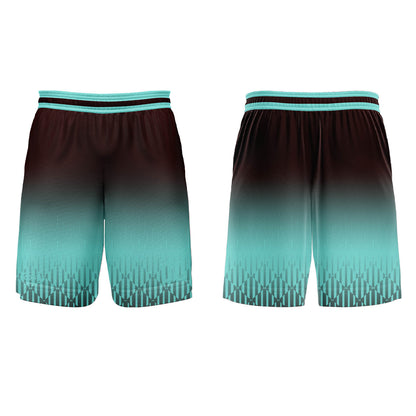 Benutzerdefinierter Cyan Dunkelbraun Farbverlauf Basketball Jersey Uniform Anzug gedruckt Ihr Logo Name Nummer