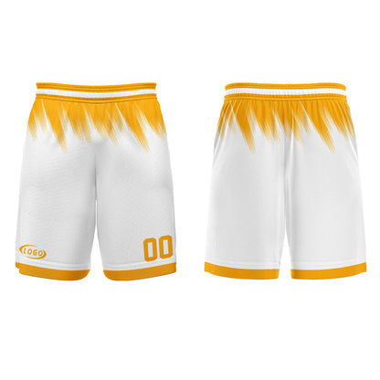 Benutzerdefinierter Weiß Gelb Basketball Jersey Uniform Anzug gedruckt Ihr Logo Name Nummer