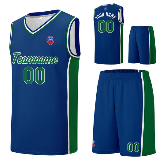 Individuelle Basketball-Jersey-Shorts für Männer und Frauen. Gestickter und gedruckter Name, Nummer und Logo Blau